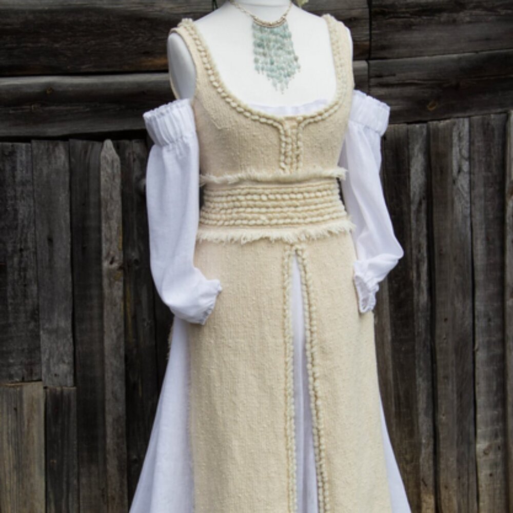 Pagan lace up Handmade Viking wedding dress, wool